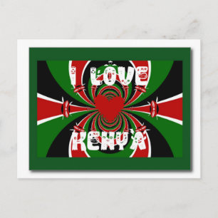 I Kärlek Heart Kenya: Dynamisk Flagga Art Vykort