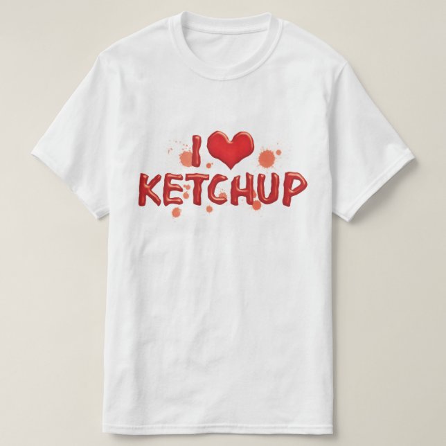 I Kärlek Heart Ketchup - Catsup Älskare T Shirt (Design framsida)
