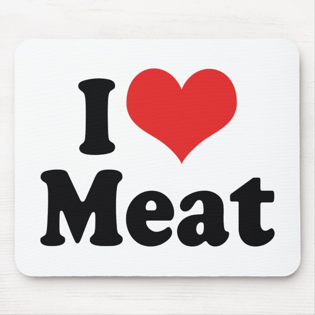 I Kärlek Heart Kött - Beef Steak BBQ Älskare Musmatta (Framsidan)
