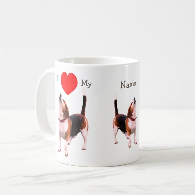 I Kärlek Heart min beagle Hund älskare Kaffemugg (Framsida vänster)