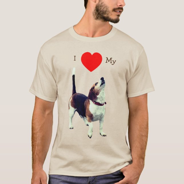 I Kärlek Heart min Beagle Hund T Shirt (Framsida)