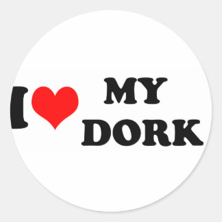I KÄRLEK (HEART) MIN DORK RUNT KLISTERMÄRKE