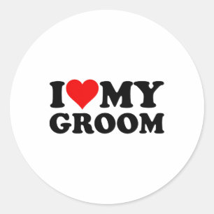 I Kärlek Heart min Groom Make Fiance Runt Klistermärke