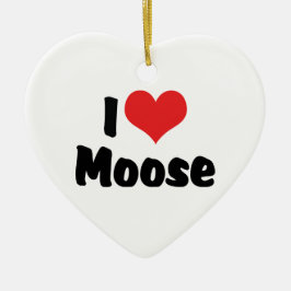 I Kärlek Heart Moose - Moose Älskare Julgransprydnad Keramik
