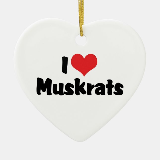 I Kärlek Heart Muskrats Julgransprydnad Keramik (Framsidan)