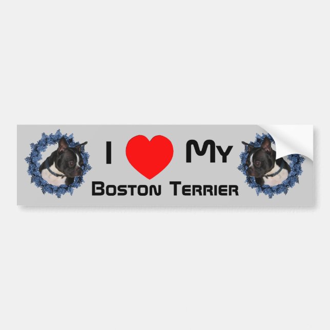 I Kärlek Heart My Boston Terrier Bildekal (Framsidan)