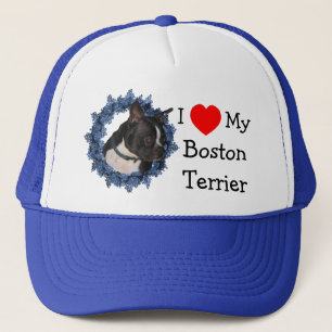 I Kärlek Heart My Boston Terrier Hund Hat Truckerkeps