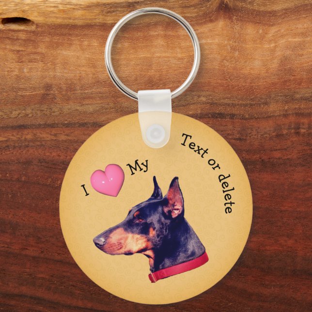 I Kärlek Heart My Doberman Hund Personlig Nyckelring (Framsida)