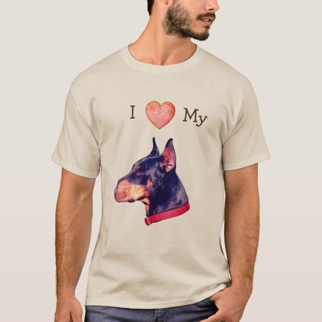 I Kärlek Heart My Doberman T Shirt (Framsida)