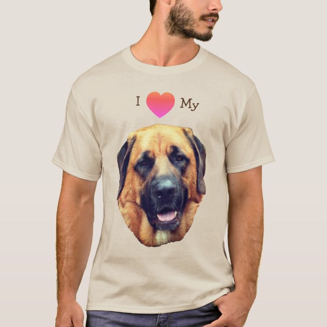 I Kärlek Heart My Mastiff Hund T Shirt (Framsida)