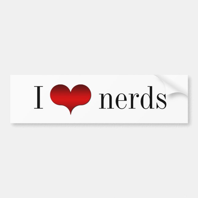 I Kärlek (Heart) Nerds Bumper Sticker Bildekal (Framsidan)
