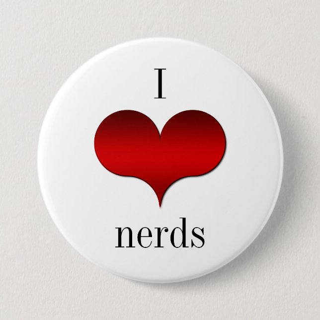 I Kärlek (Heart) Nerds Button Knapp (Framsida)