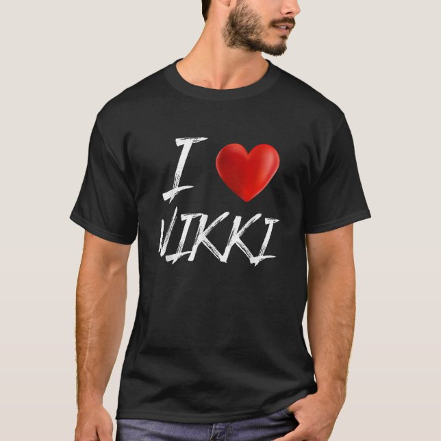 I Kärlek Heart NIKKI-familjen Namn T Shirt (Framsida)