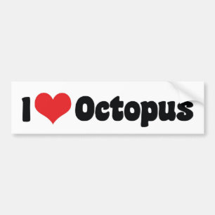 I Kärlek Heart Octopus Bildekal