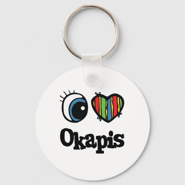 I Kärlek (Heart) Okapis Nyckelring (Framsida)