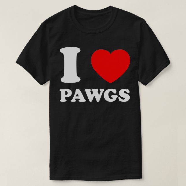 I Kärlek Heart Pawgs T Shirt (Design framsida)