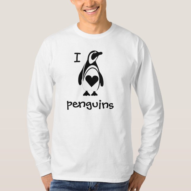 I Kärlek Heart Penguins T Shirt (Framsida)