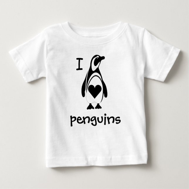 I Kärlek Heart Penguins T Shirt (Framsida)