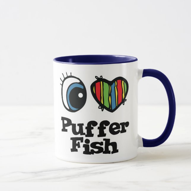 I Kärlek (Heart) Puffer Fish Mugg (Höger)