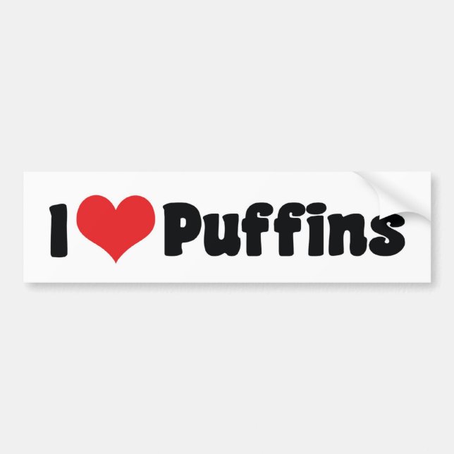 I Kärlek Heart Puffins Bildekal (Framsidan)