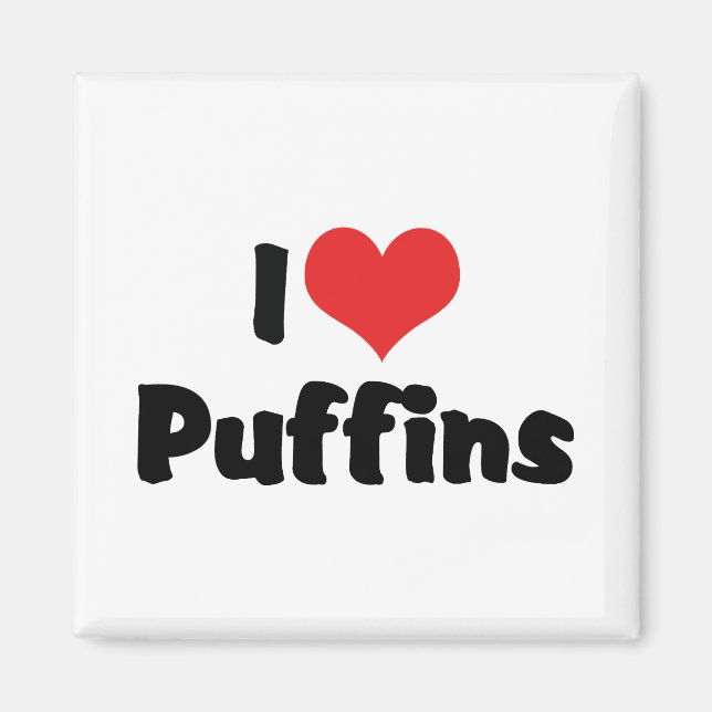 I Kärlek Heart Puffins Magnet (Framsidan)