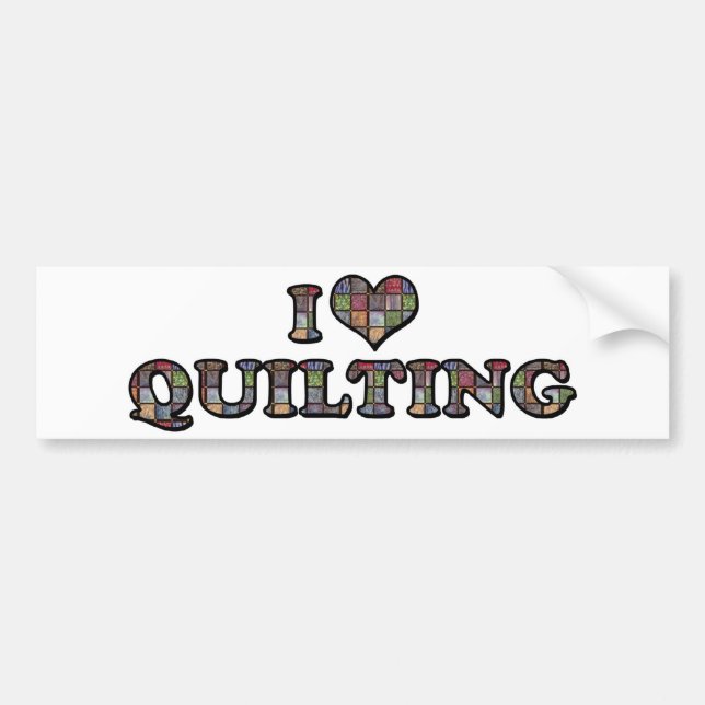 I Kärlek Heart Quilting - Sewing Quilter Bildekal (Framsidan)