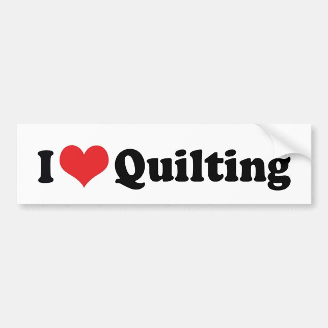 I Kärlek Heart Quilting - Sewing Quilter Bildekal (Framsidan)