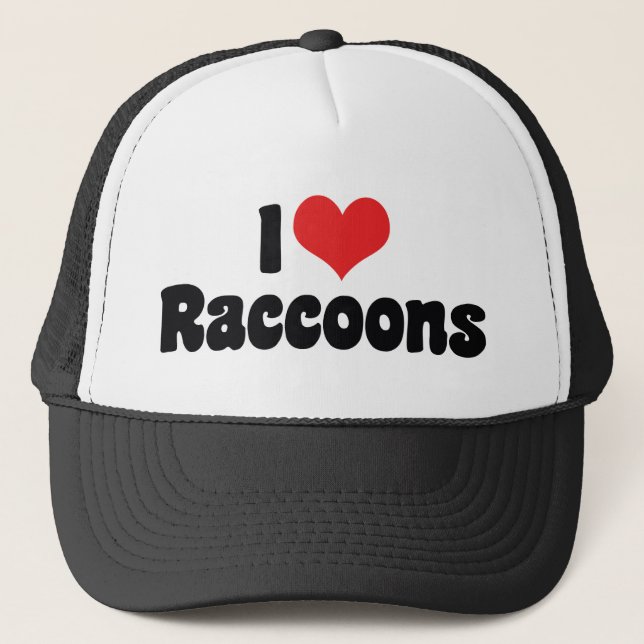 I Kärlek Heart Raccoons Truckerkeps (Framsida)