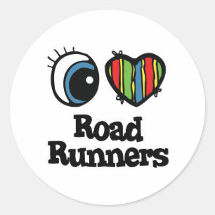I Kärlek (Heart) Roadrunners Runt Klistermärke