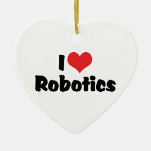 I Kärlek Heart Robotics - Robot Älskare Julgransprydnad Keramik