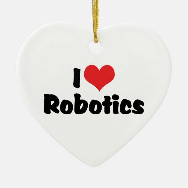 I Kärlek Heart Robotics - Robot Älskare Julgransprydnad Keramik (Framsidan)