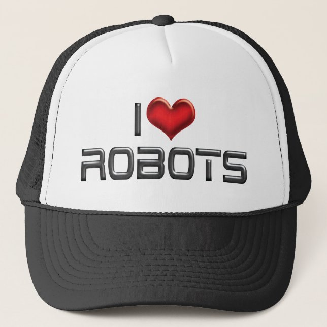 I Kärlek Heart Robots - Robotics Älskare Keps (Framsida)