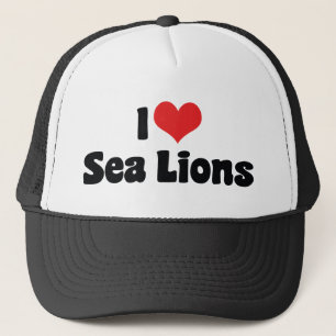 I Kärlek Heart Sea Lejon Truckerkeps