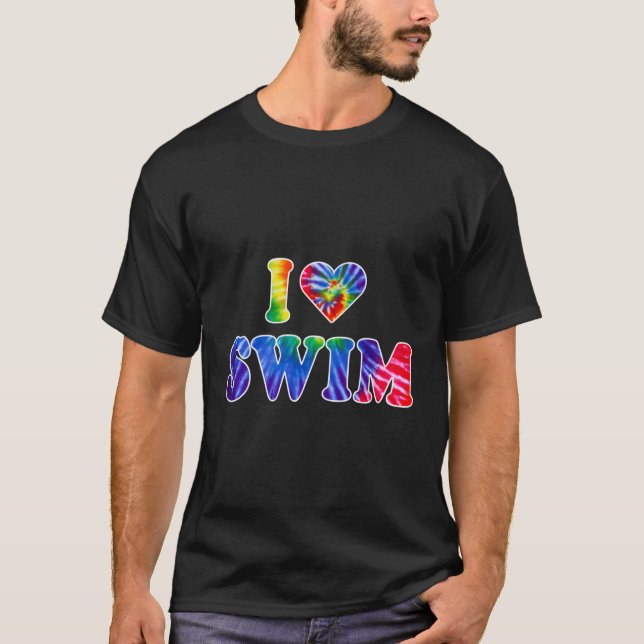 I Kärlek Heart Simma Tie Dye T Shirt (Framsida)