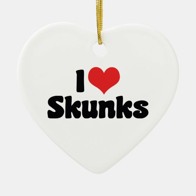 I Kärlek Heart Skunks Julgransprydnad Keramik (Framsidan)