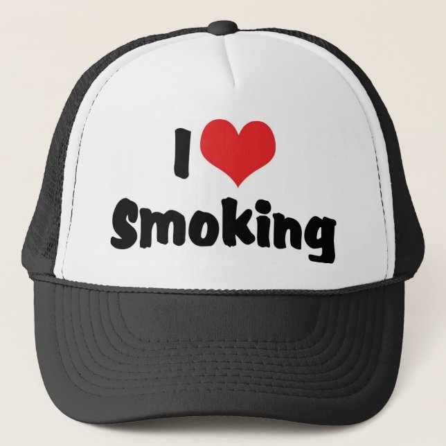 I Kärlek Heart Smoking - Tobacco Cigarette Smokers Truckerkeps (Framsida)