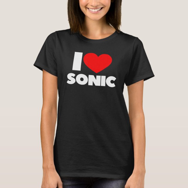 I Kärlek Heart Sonic T Shirt (Framsida)