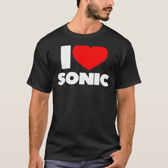 I Kärlek Heart Sonic T Shirt (Framsida)