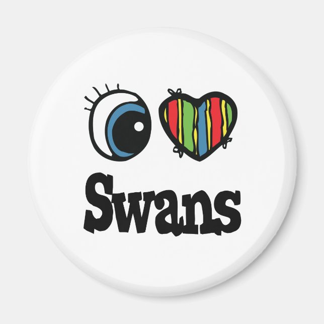 I Kärlek (Heart) Svanar Magnet (Framsidan)