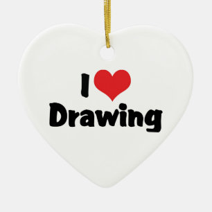 I Kärlek Heart Teckning - Artister och Illustrator Julgransprydnad Keramik