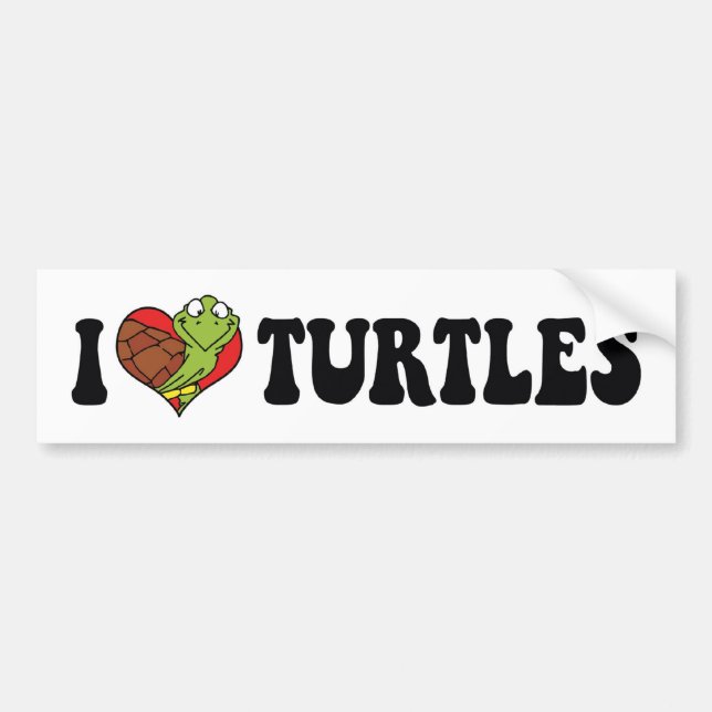 I Kärlek Heart Turtles Bildekal (Framsidan)