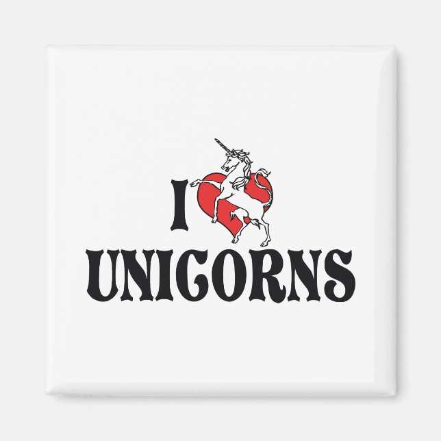 I Kärlek Heart Unicorns Magnet (Framsidan)