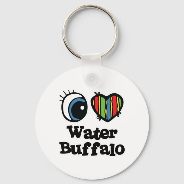 I Kärlek (Heart) Vatten Buffalo Nyckelring (Framsida)