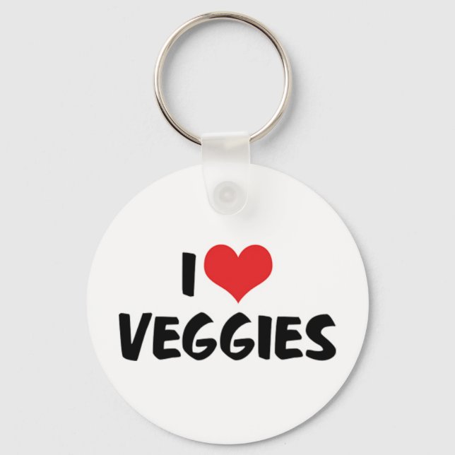 I Kärlek Heart Veggies - Vegan Health Food Älskare Nyckelring (Framsida)