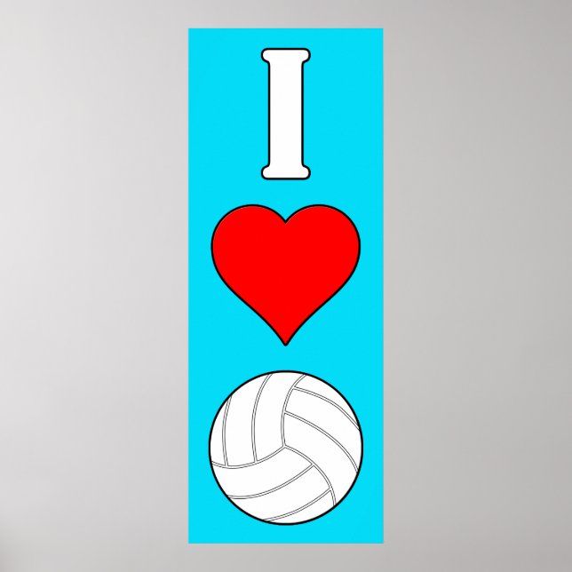 I Kärlek/Heart volleyball valfritt Färg-Lodrät Pos Poster (Framsidan)