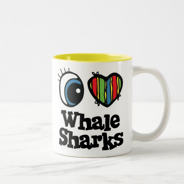 I Kärlek (Heart) Whale Sharks Två-Tonad Mugg (Höger)