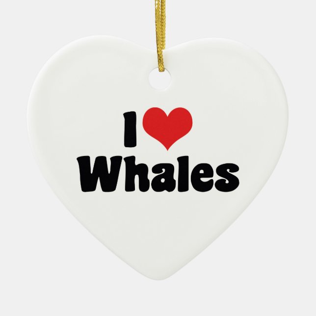 I Kärlek Heart Whales - Whale Älskare Julgransprydnad Keramik (Framsidan)