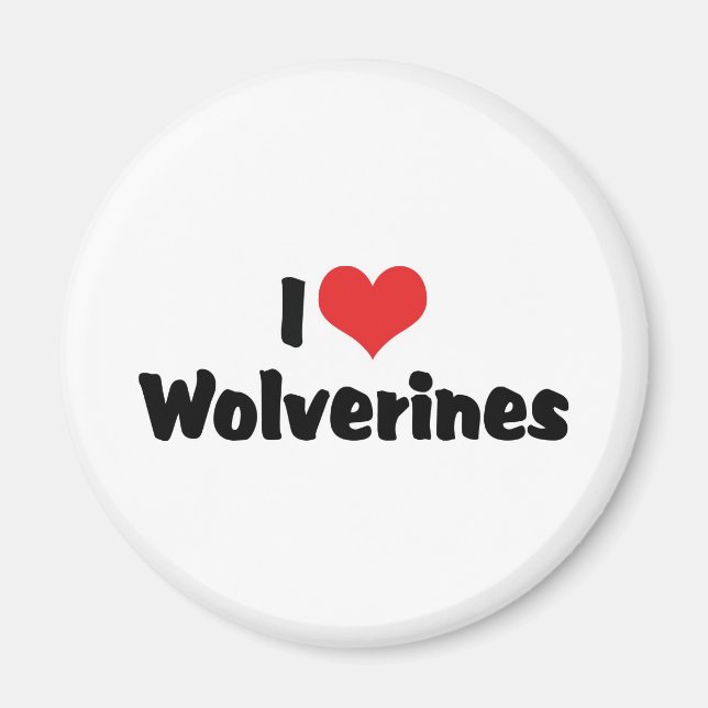 I Kärlek Heart Wolverines Magnet (Framsidan)