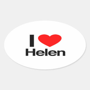 i kärlek helen ovalt klistermärke