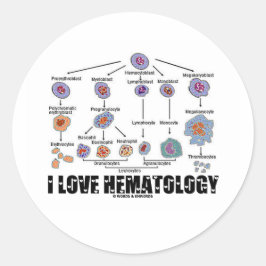 I Kärlek Hematologi (blodcellslineage) Runt Klistermärke